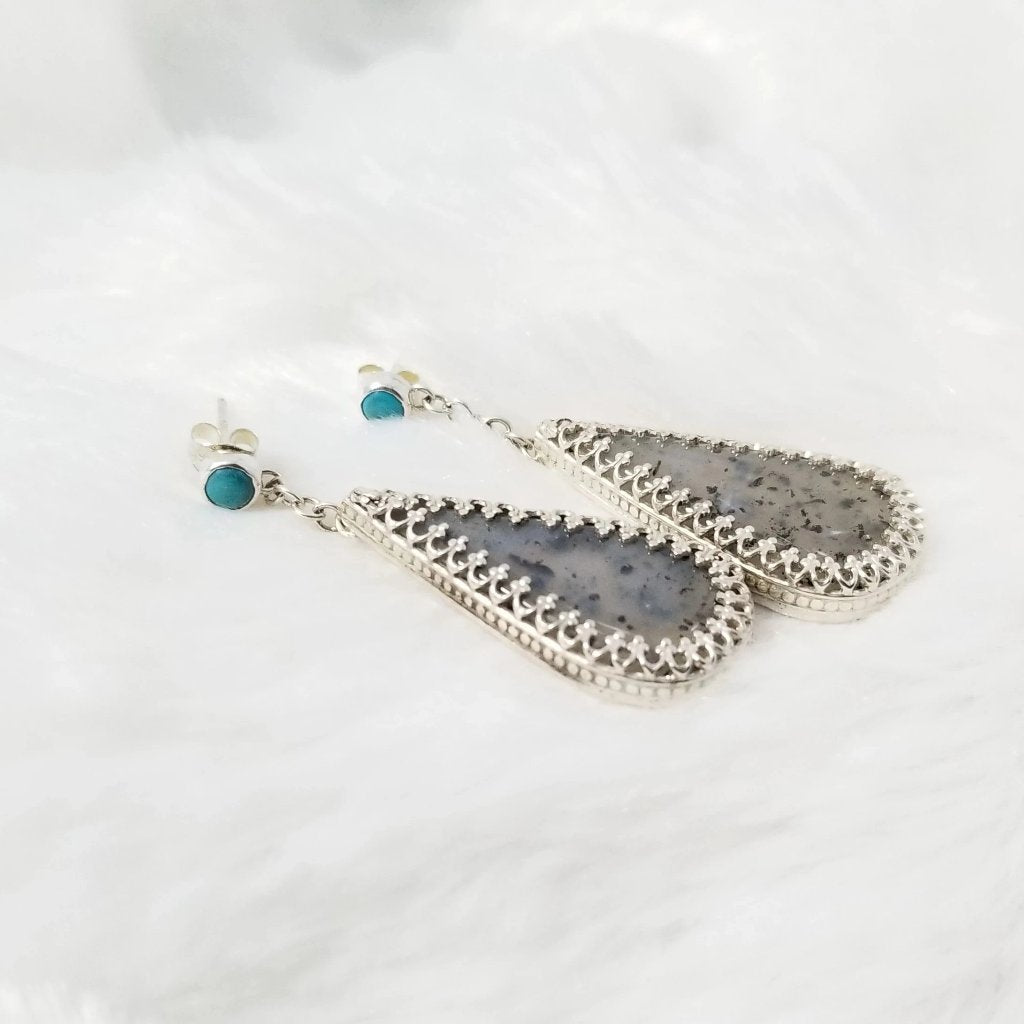 Turquoise + Dendritic Earrings