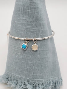 Turquoise & Moonstone Textured Bangle