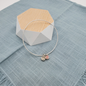 Rhodochrosite & Rutilated Quartz Bangle